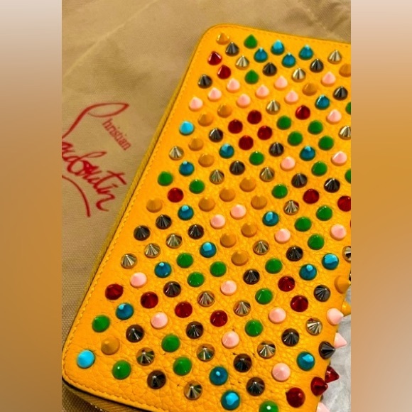 Limited Edition AUTHENTIC Christian Louboutin Yellow Studded Wallet - Picture 1 of 9